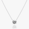 Crystal Solitaire 1.5 Carat Cubic Zirconia Dainty Necklace (White Gold)
