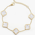 Four-Leaf White Clover Link Bracelet