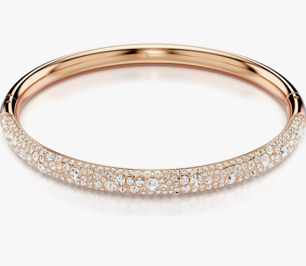 Rose Gold Meteora Bangle with Clear Crystals