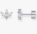 White Gold Lotus Flat-Back Stud Earrings