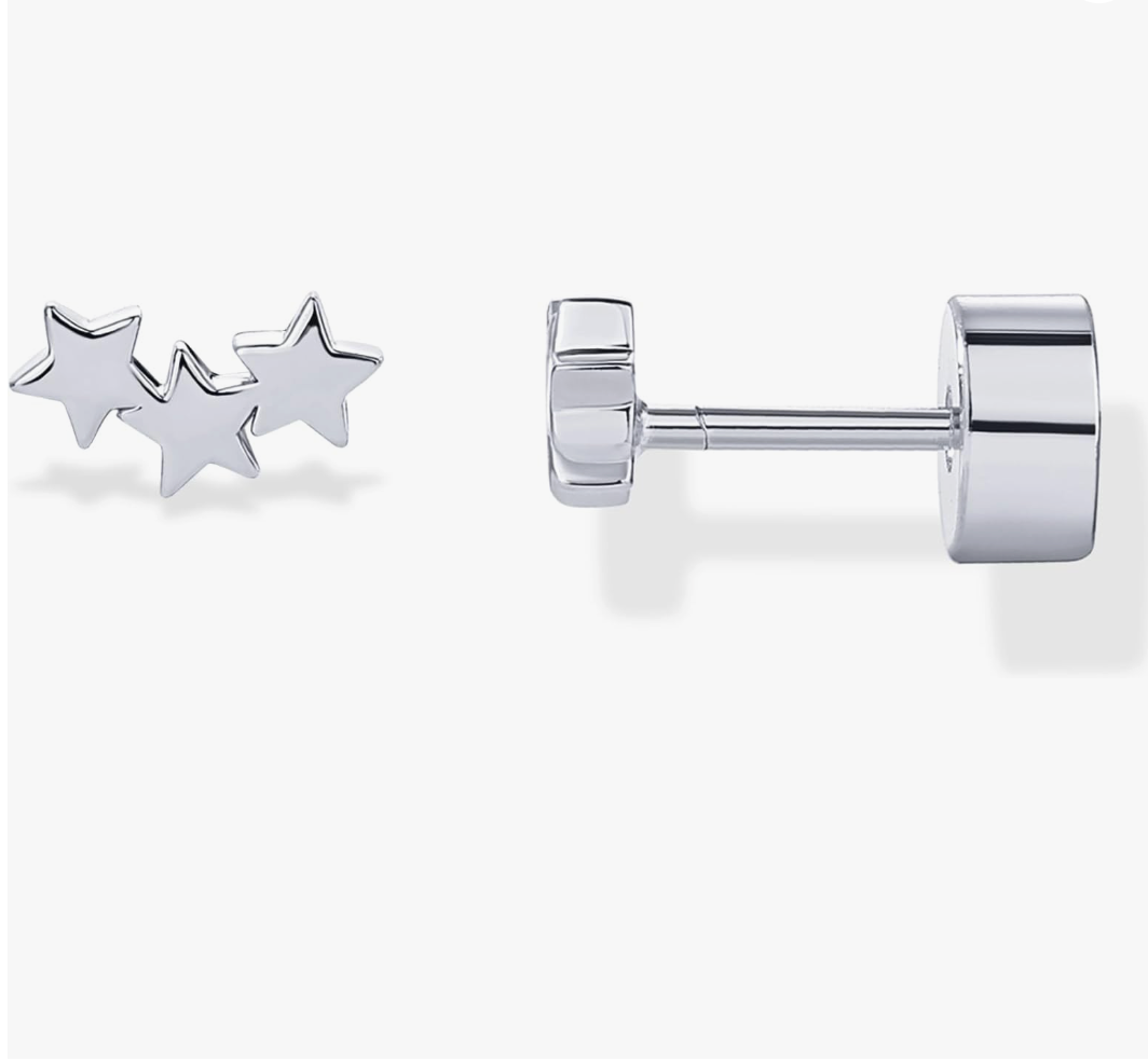 White Gold Star Flat-Back Earrings