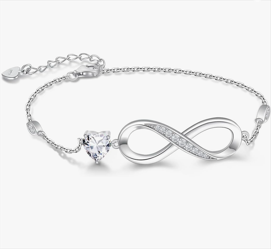 White Infinity Love Heart Symbol Charm Bracelet