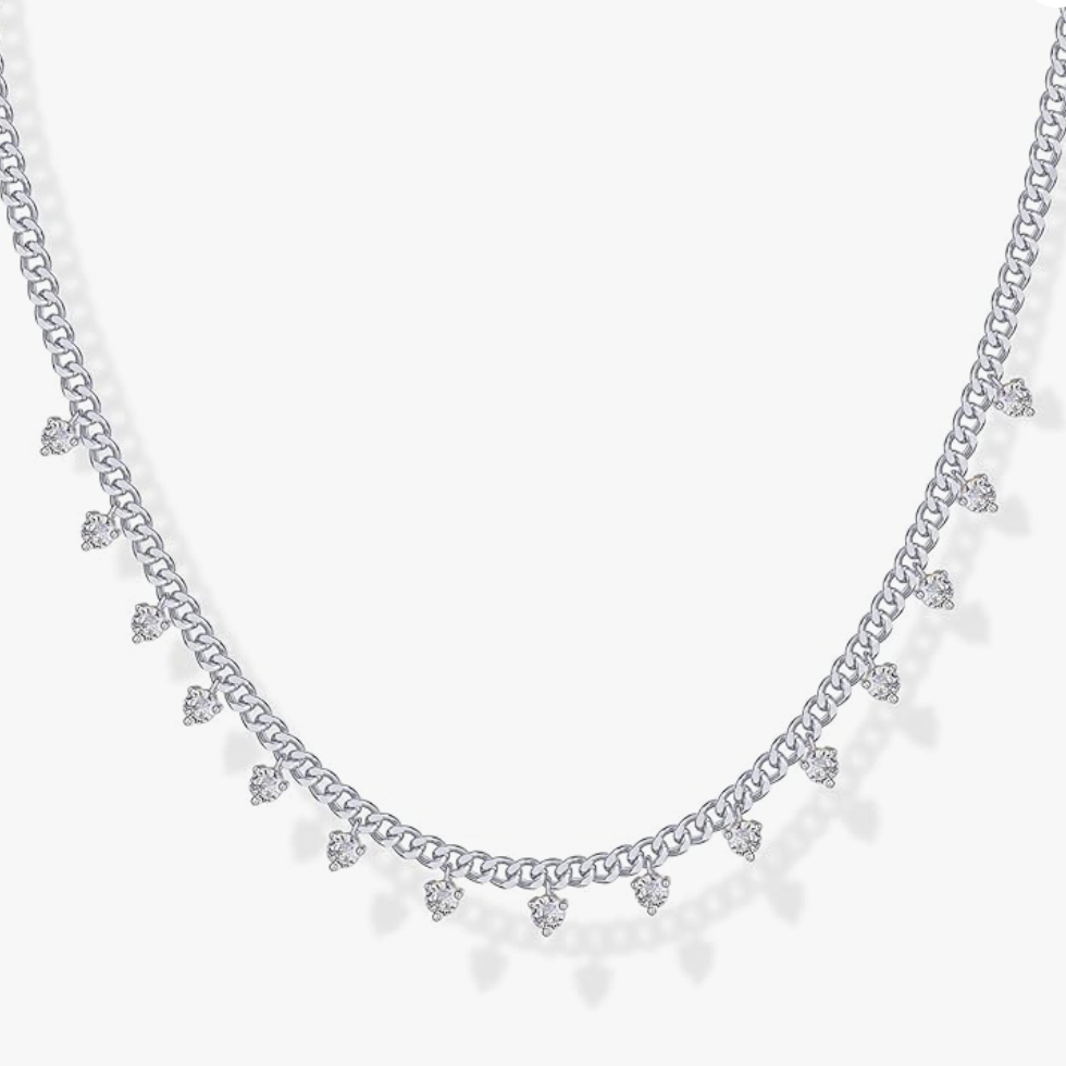 White Gold Cubic Zirconia Floating Necklace